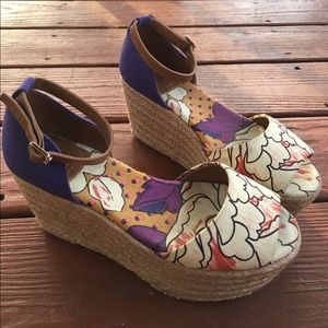 Tory Burch "Elodie" Espadrilles Platform Wedges 6